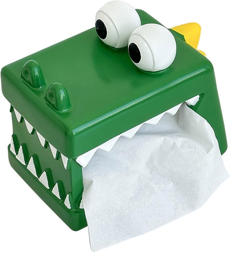 موزع علب المناديل على شكل تمساح - منظف متين من الراتنج لغرفة المعيشة وغرفة النوم - Image 4